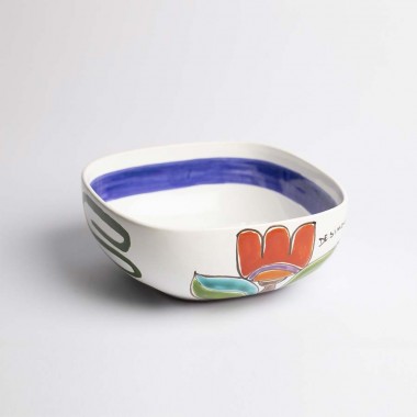 De simone pottery Salad Bowl Folk daisy Flowers CTQ22FC De simone pottery Salad Bowl Folk daisy Flowers CTQ22FC